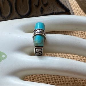 Beautiful Sterling Silver Turquoise Ring Sz 6 3/4